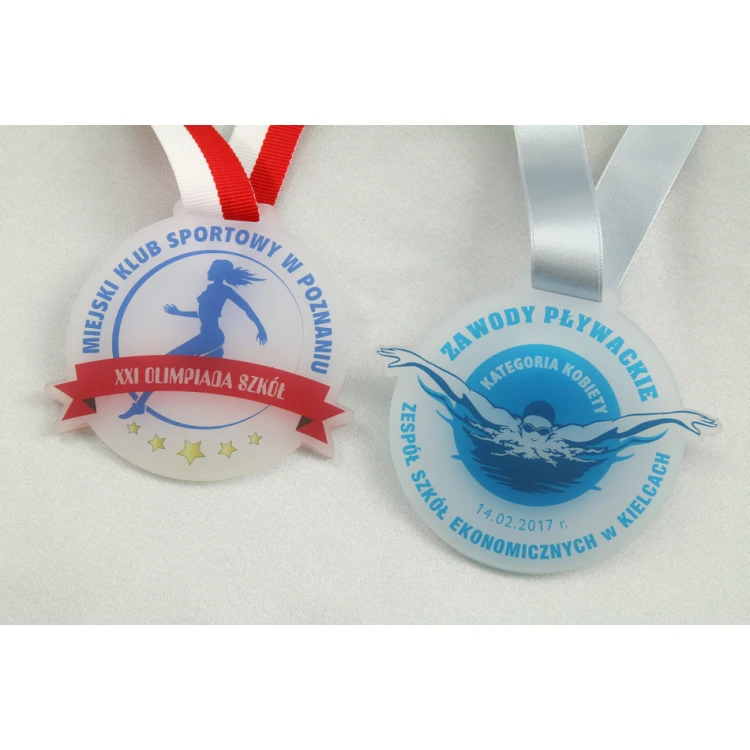 Medal z akrylu szronionego - druk UV - MAK001 - średnica 40 do 80mm