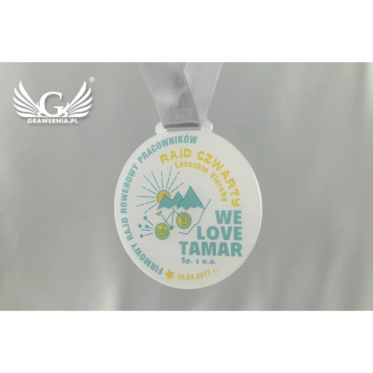 Medal z akrylu szronionego - druk UV - MAK002 - średnica 40 do 80mm