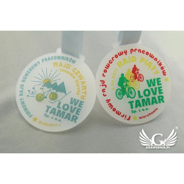 Medal z akrylu szronionego - druk UV - MAK002 - średnica 40 do 80mm
