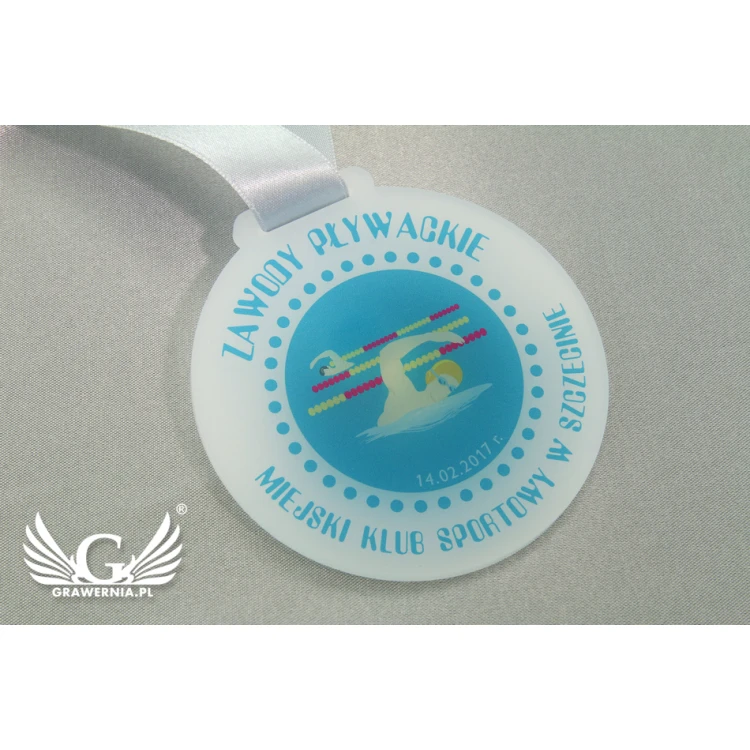 Medal z akrylu szronionego - druk UV - MAK002 - średnica 40 do 80mm