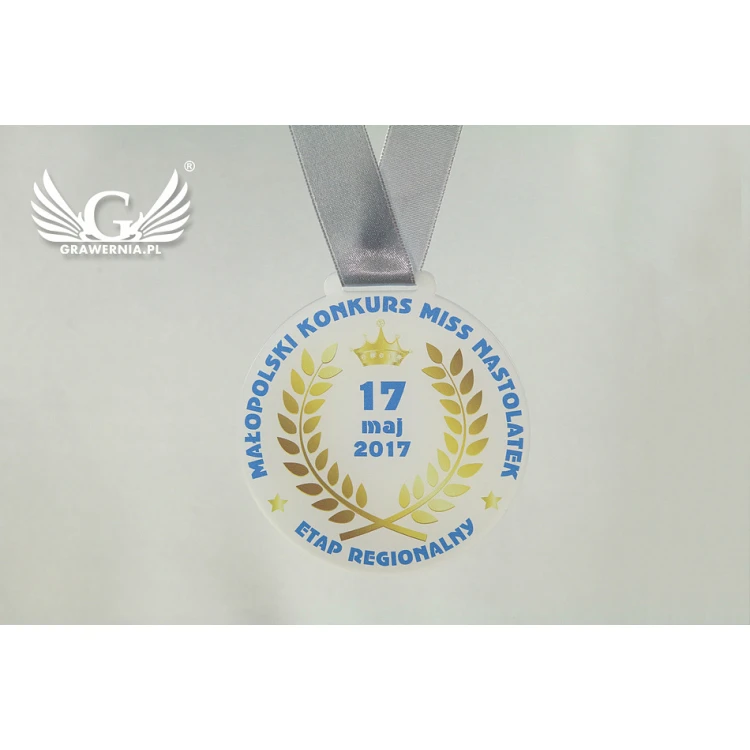 Medal z akrylu szronionego - druk UV - MAK002 - średnica 40 do 80mm