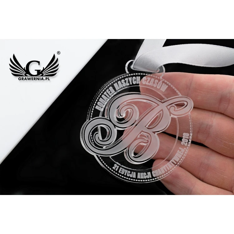 Medal akrylowy grawerowany laserem - średnica: 60mm - gr. 3mm - MGR046