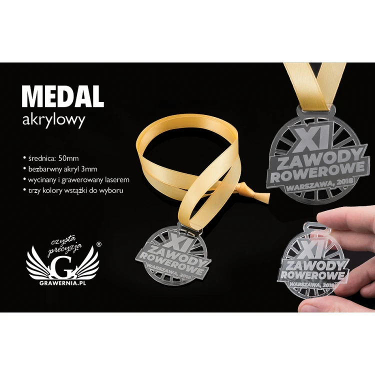 Medal akrylowy grawerowany laserem - średnica: 50mm - gr. 3mm - MGR047