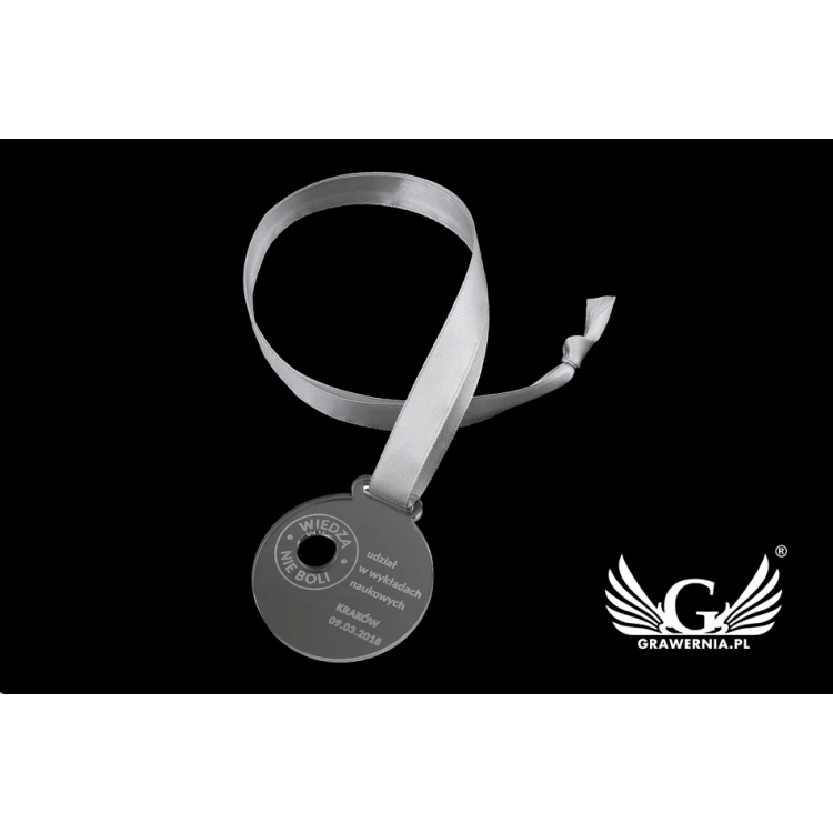 Medal akrylowy grawerowany laserem - średnica: 50mm - gr. 3mm - MGR048