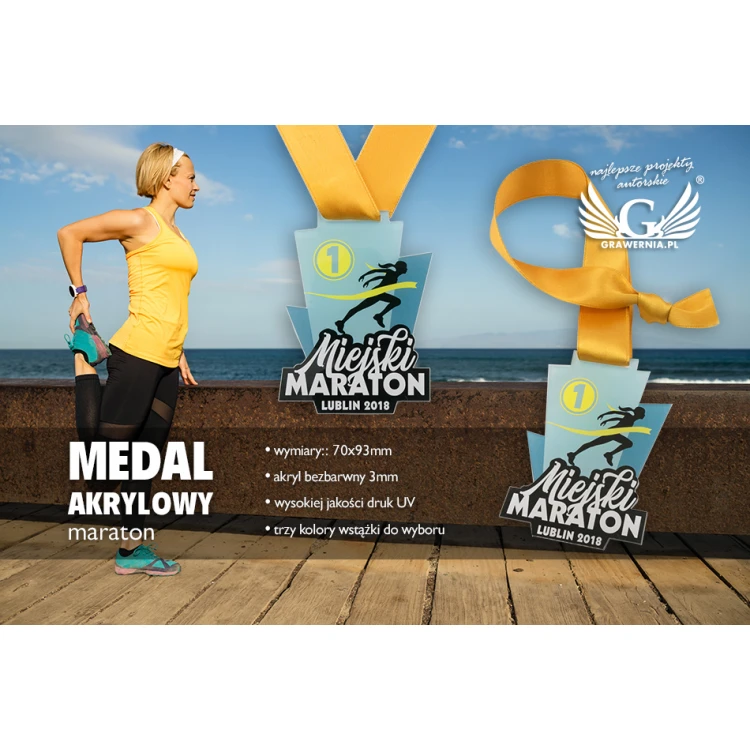 Medal akrylowy - Maraton - wymiary: 70x93mm - druk UV - MGR066