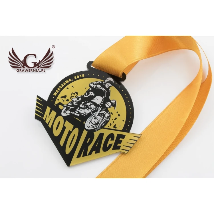 Medal akrylowy druk UV - Moto Race - wymiary: 90x80mm - MGR051