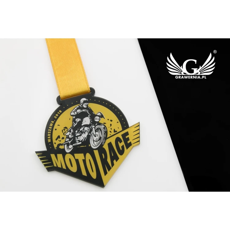 Medal akrylowy druk UV - Moto Race - wymiary: 90x80mm - MGR051