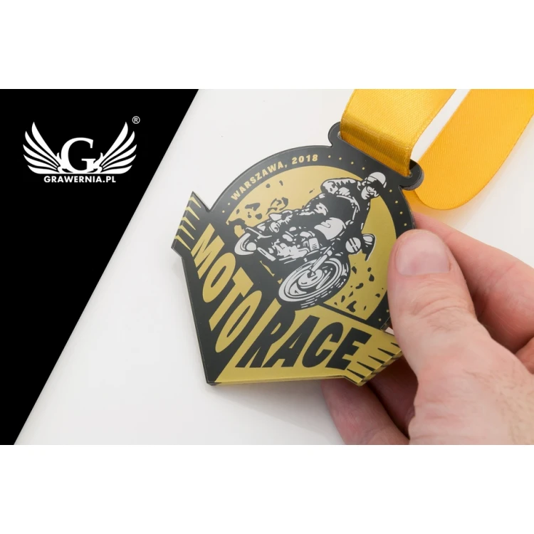 Medal akrylowy druk UV - Moto Race - wymiary: 90x80mm - MGR051
