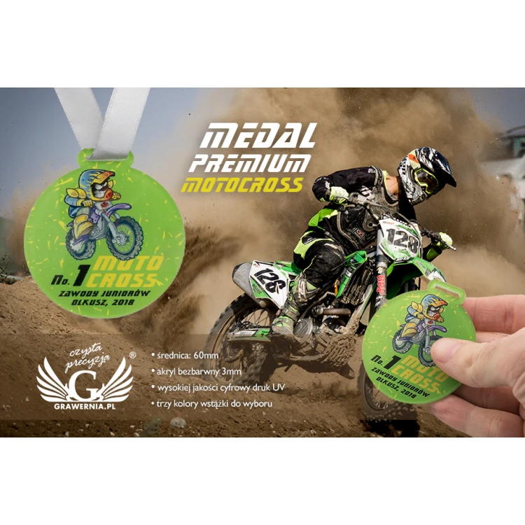 Medal akrylowy druk UV - Motocross - średnica: 60mm - MGR064