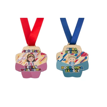 Medal drewniany dla przedszkolaka, ucznia - wym. 83x89mm - druk UV - MGR079