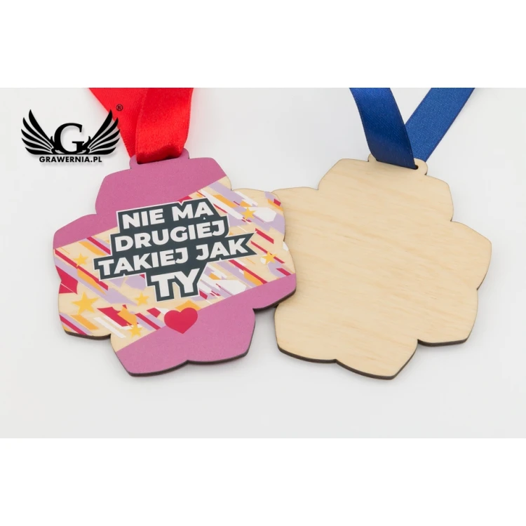 Medal drewniany dla przedszkolaka, ucznia - wym. 83x89mm - druk UV - MGR079