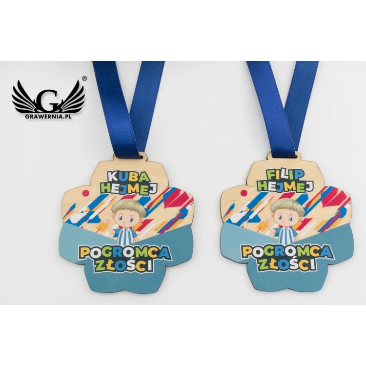 Medal drewniany dla przedszkolaka, ucznia - wym. 83x89mm - druk UV - MGR079