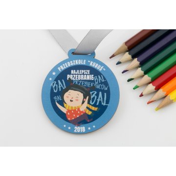 Medal drewniany druk UV - Bal przebierańców - średnica: 60mm - MGR059