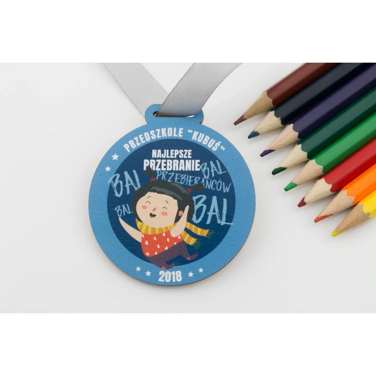 Medal drewniany druk UV - Bal przebierańców - średnica: 60mm - MGR059