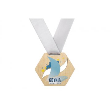 Medal drewniany druk UV - Marina - wymiar: 79x66mm - MGR060