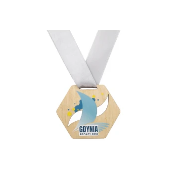 Medal drewniany druk UV - Marina - wymiar: 79x66mm - MGR060