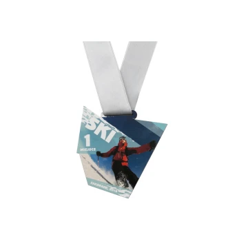 Medal drewniany druk UV - Ski Sport- wymiary: 86x88mm - MGR052