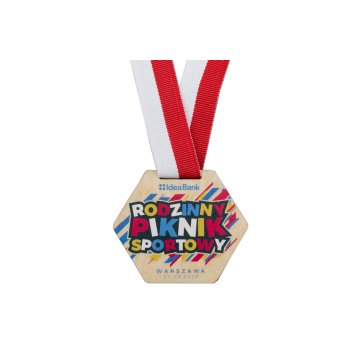 Medal drewniany druk UV - wymiary: 64x54mm - MGR078 
