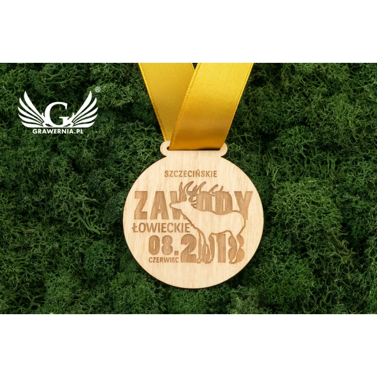Medal drewniany grawerowany laserem - średnica: 70mm - gr. 3mm - MGR032