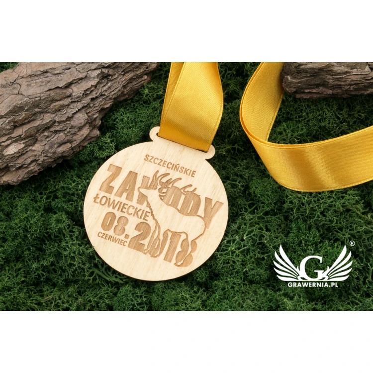 Medal drewniany grawerowany laserem - średnica: 70mm - gr. 3mm - MGR032