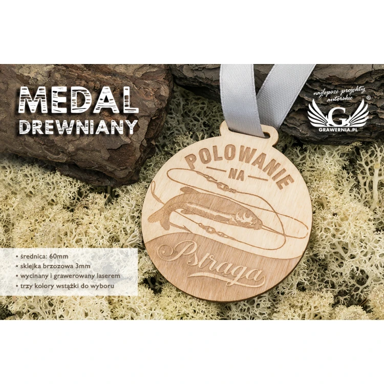 Medal drewniany grawerowany laserem - średnica: 60mm - gr. 3mm - MGR035