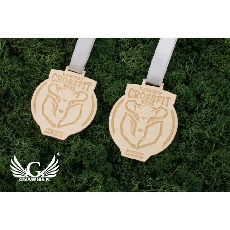 Medal drewniany grawerowany laserem - wymiary: 60x58mm - gr. 3mm - MGR040