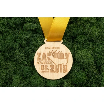 Medal drewniany grawerowany laserem - średnica: 70mm - gr. 3mm - MGR032