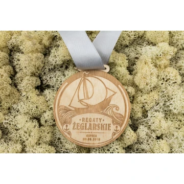 Medal drewniany grawerowany laserem - średnica: 80mm - gr. 3mm - MGR031