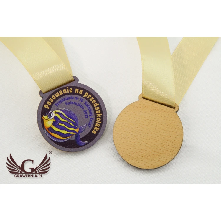 Medale drewniane mini z dowolną grafiką - średnica 40mm - druk UV - MGR015