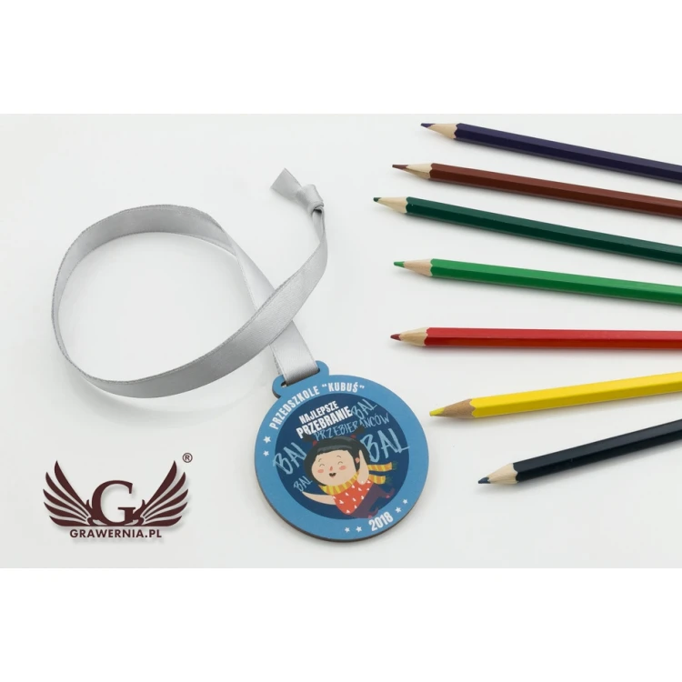 Medal drewniany druk UV - Bal przebierańców - średnica: 60mm - MGR059