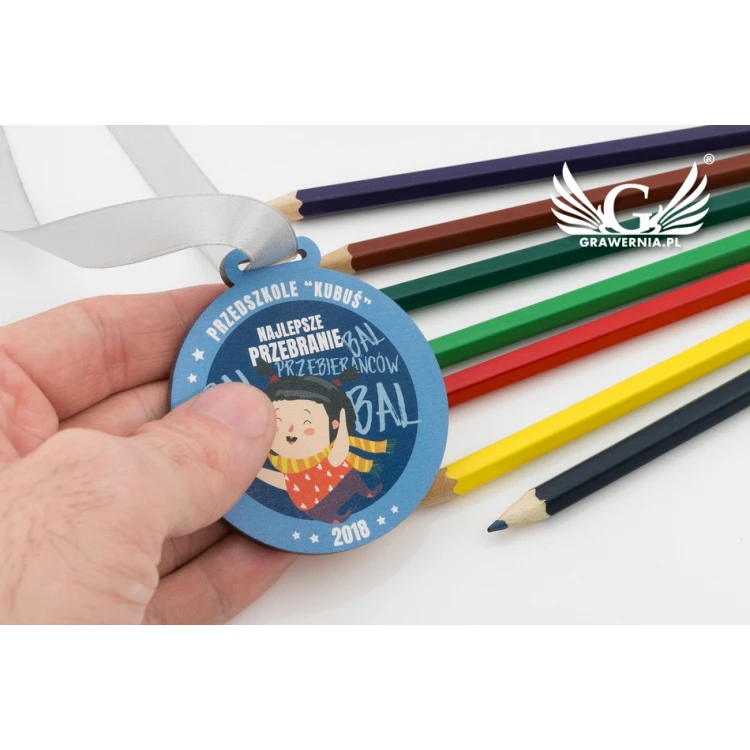 Medal drewniany druk UV - Bal przebierańców - średnica: 60mm - MGR059