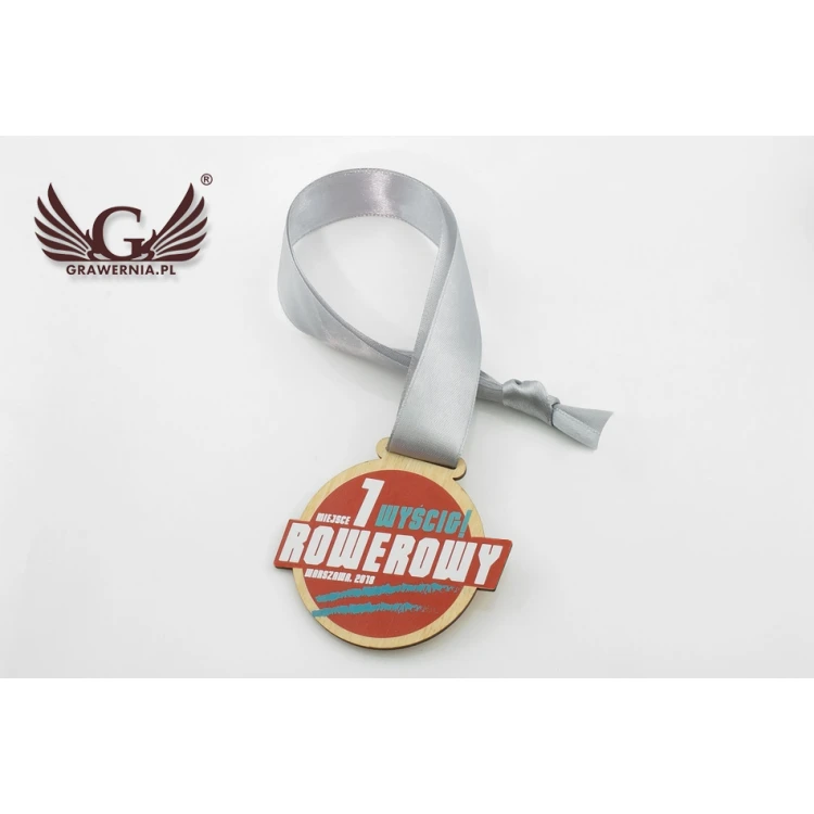 Medal drewniany druk UV - Bike Race - średnica: 70mm - MGR055