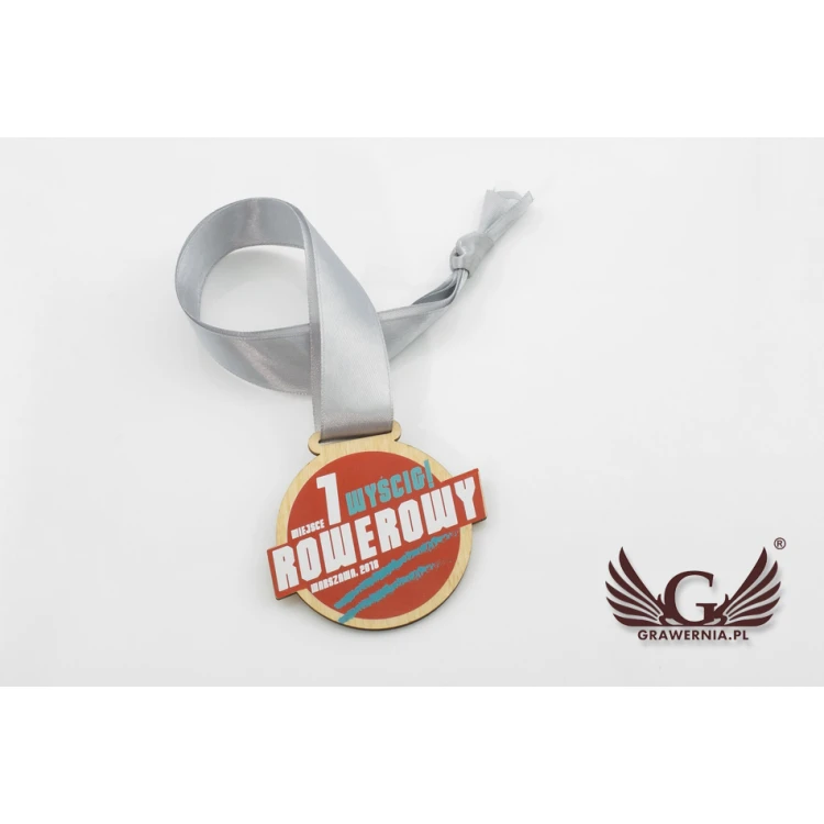 Medal drewniany druk UV - Bike Race - średnica: 70mm - MGR055