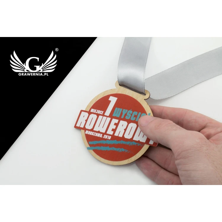 Medal drewniany druk UV - Bike Race - średnica: 70mm - MGR055