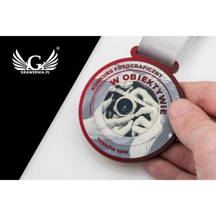 Medal drewniany druk UV - Foto Master - średnica: 70mm - MGR056