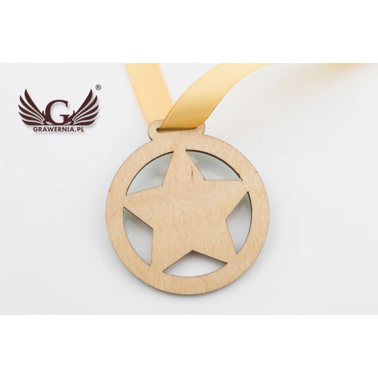 Medal drewniany druk UV - Super Przedszkolak - średnica: 60mm - MGR057