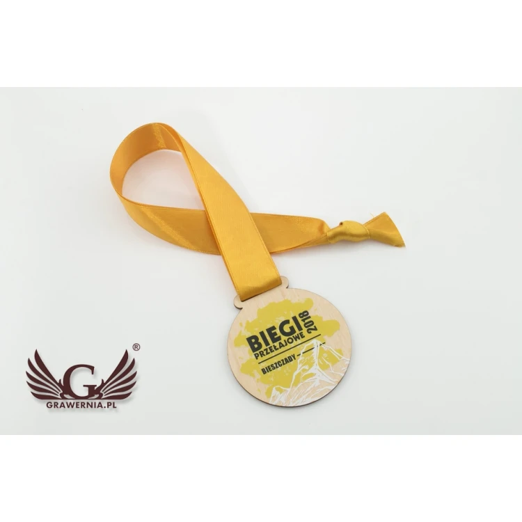 Medal drewniany druk UV - Splash - średnica: 70mm - MGR054