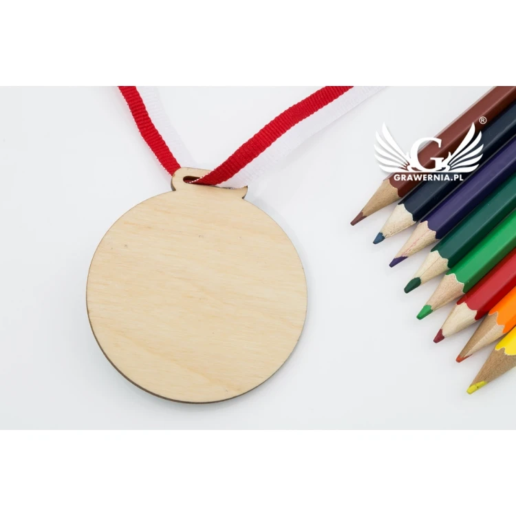 Medal drewniany druk UV - Wesoły Przedszkolak - średnica: 60mm - MGR058