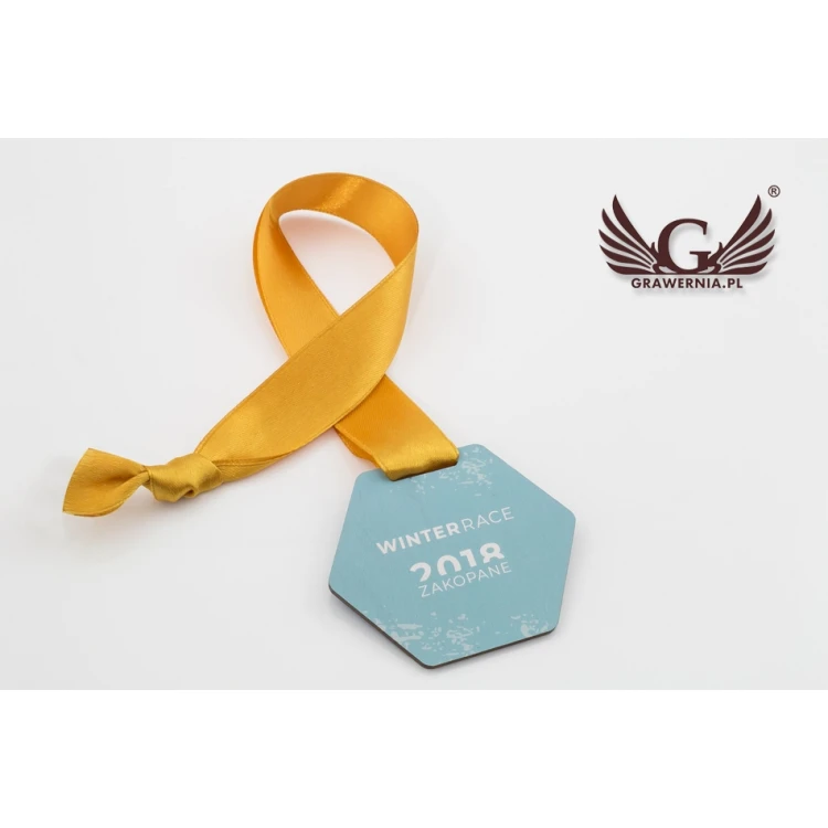Medal drewniany druk UV - Winter Sport - wymiary: 79x66mm - MGR061