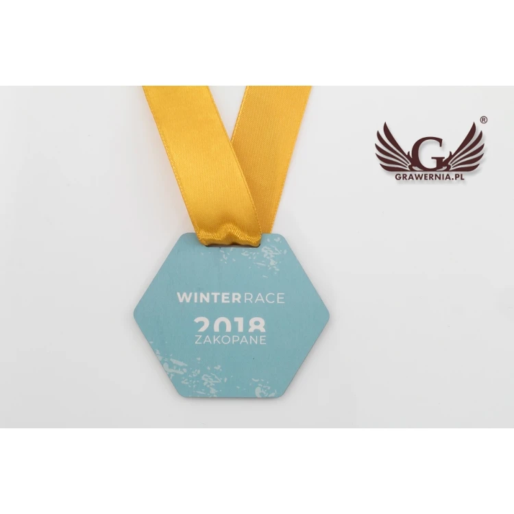Medal drewniany druk UV - Winter Sport - wymiary: 79x66mm - MGR061