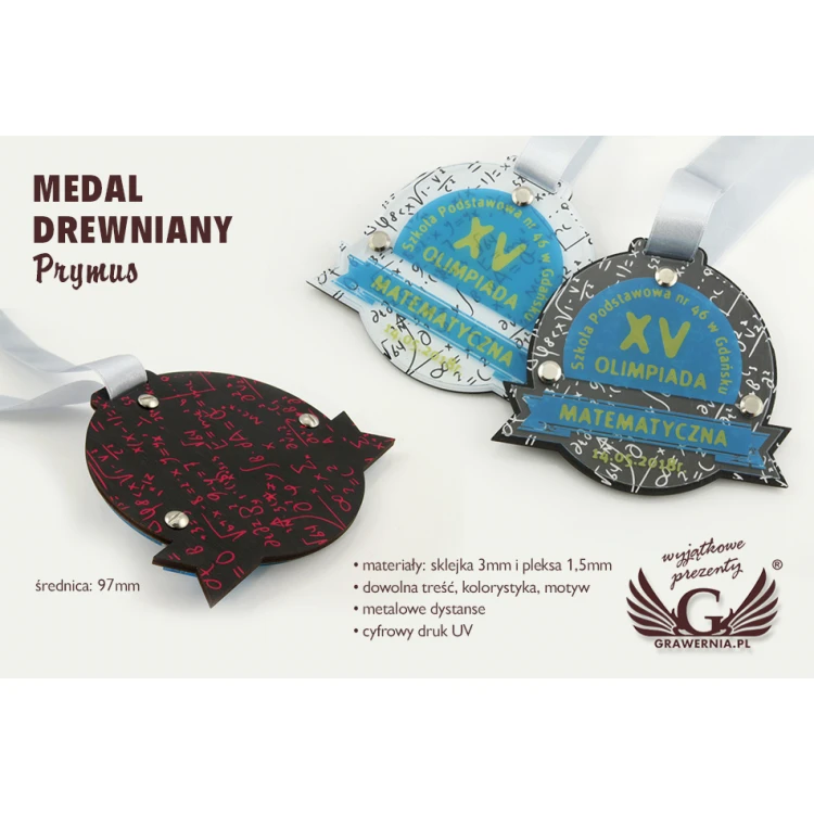 Medal drewniany Prymus - średnica 97mm - druk UV - MGR005