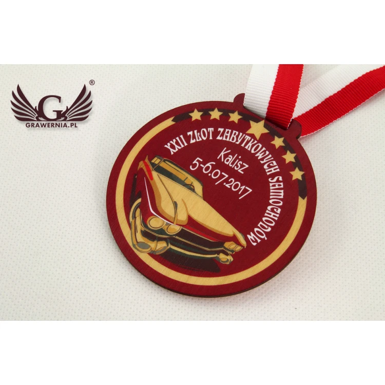 Medal drewniany z dowolną grafiką - średnica 40 do 80mm - druk UV - MGR014