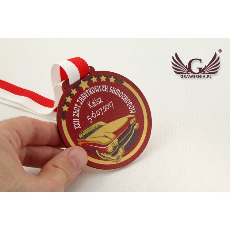 Medal drewniany z dowolną grafiką - średnica 40 do 80mm - druk UV - MGR014