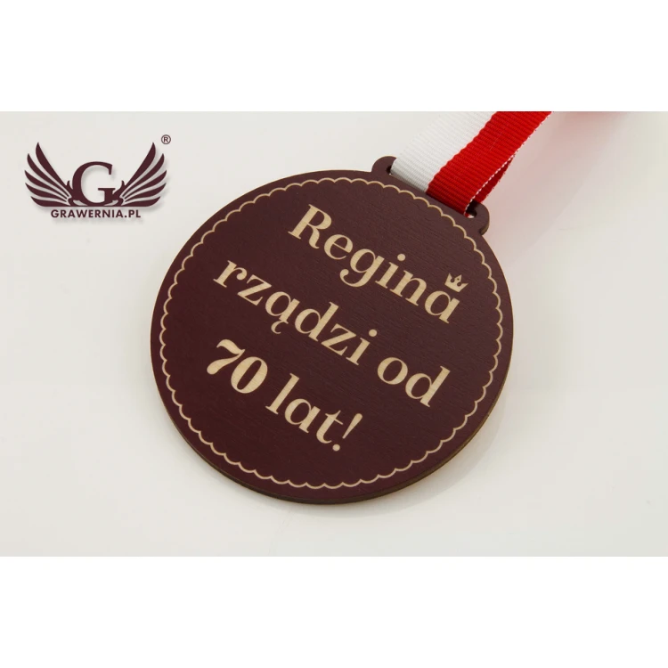 Medal drewniany z dowolną grafiką - średnica 40 do 80mm - druk UV - MGR014