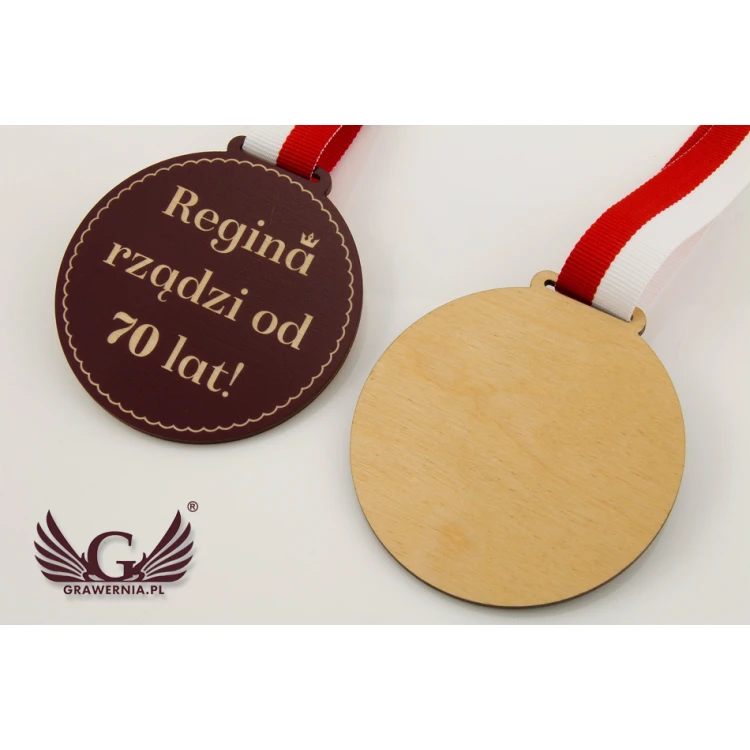 Medal drewniany z dowolną grafiką - średnica 40 do 80mm - druk UV - MGR014