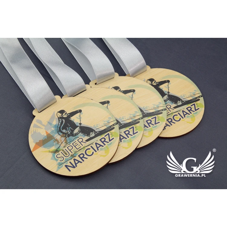Medal drewniany z dowolną grafiką - średnica 40 do 80mm - druk UV - MGR014
