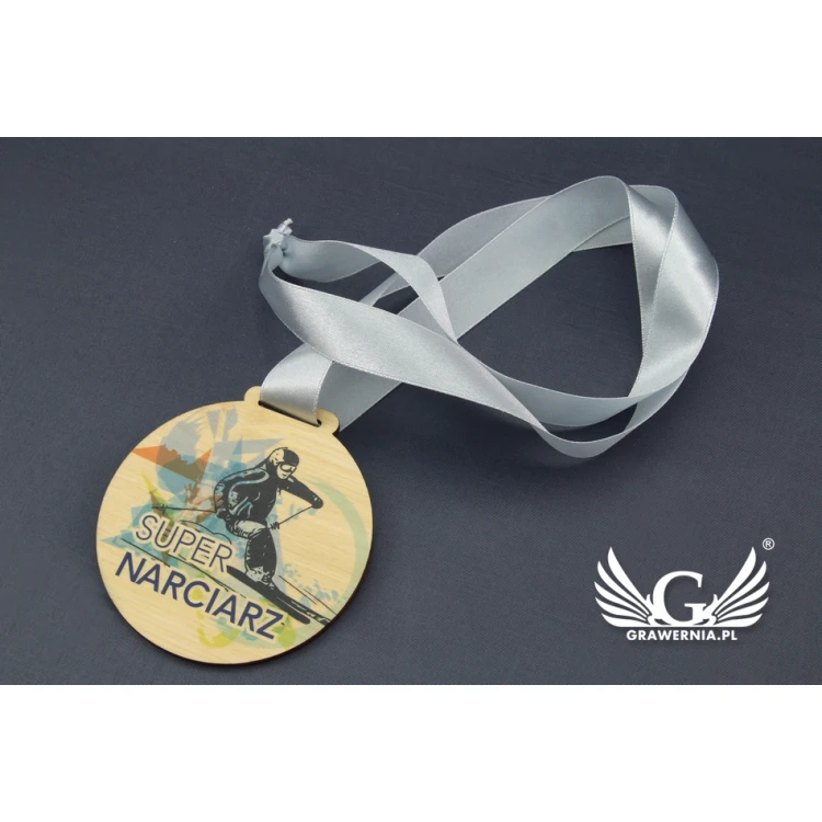 Medal drewniany z dowolną grafiką - średnica 40 do 80mm - druk UV - MGR014