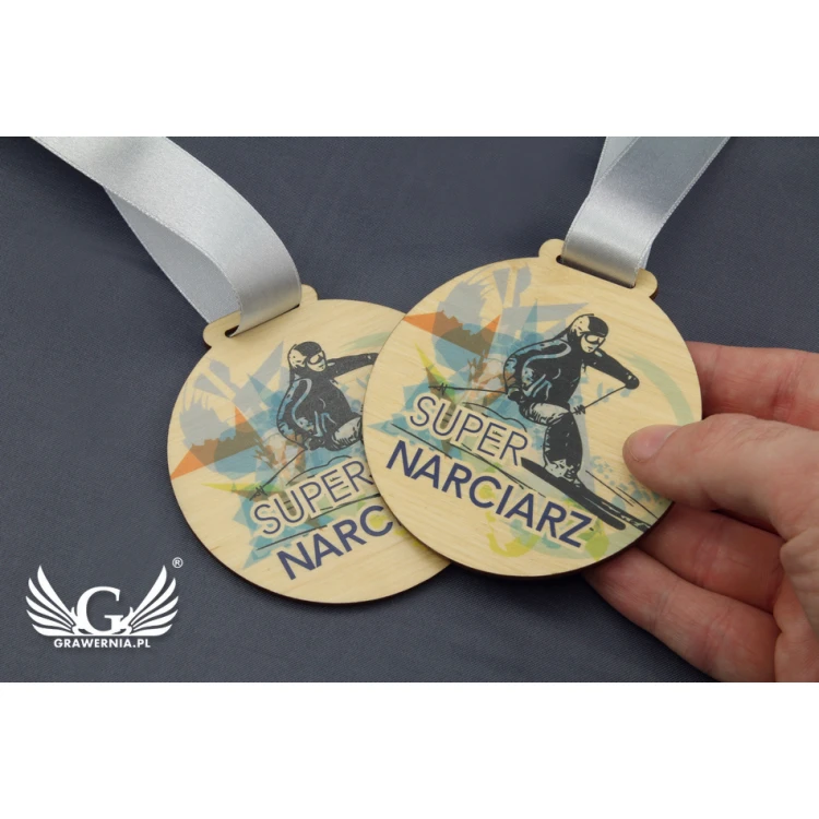 Medal drewniany z dowolną grafiką - średnica 40 do 80mm - druk UV - MGR014
