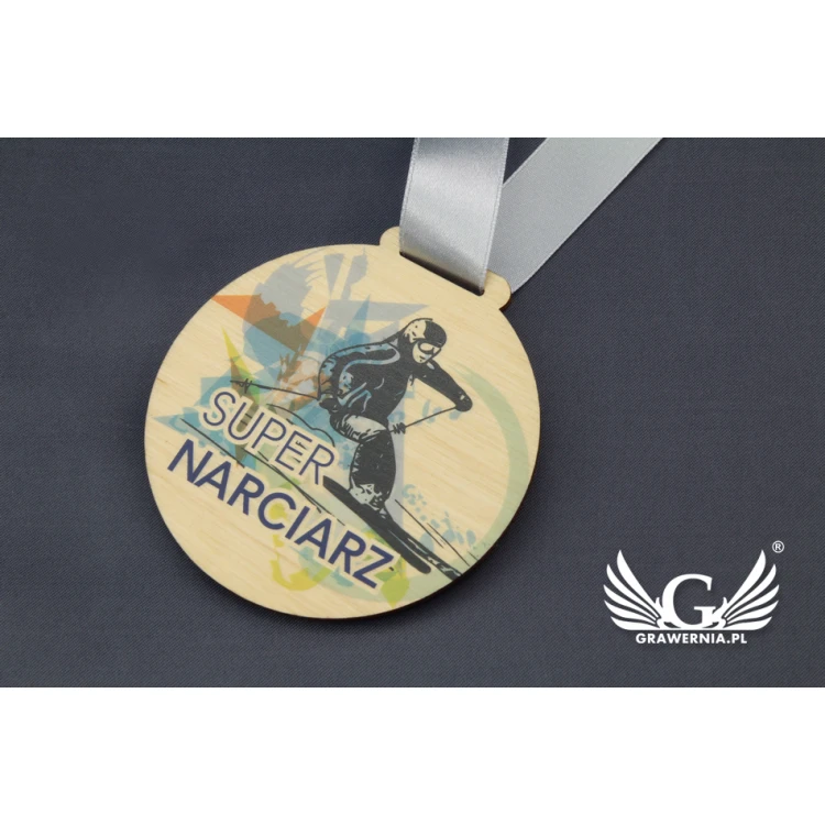 Medal drewniany z dowolną grafiką - średnica 40 do 80mm - druk UV - MGR014