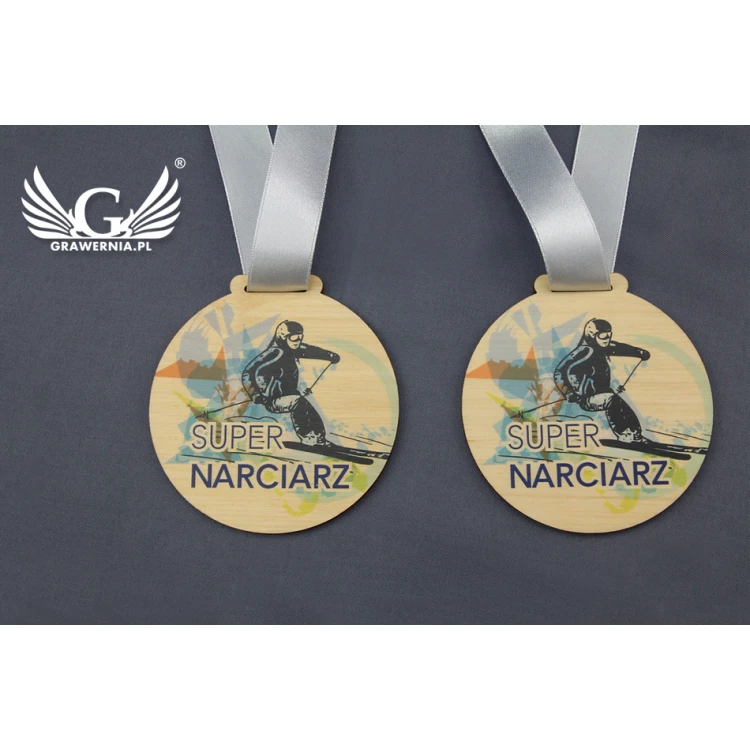 Medal drewniany z dowolną grafiką - średnica 40 do 80mm - druk UV - MGR014